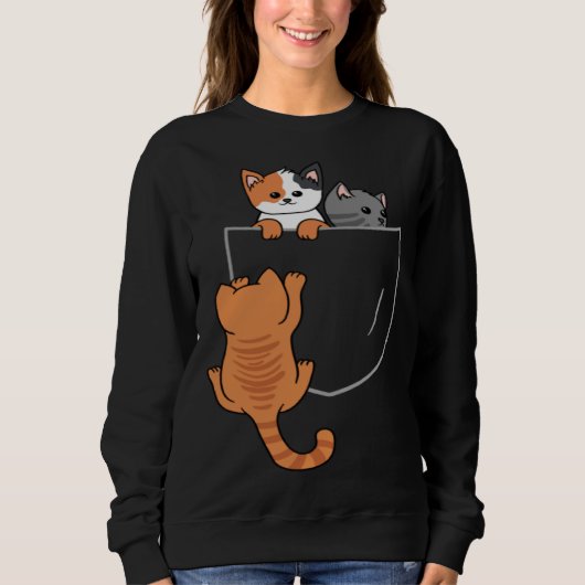 Cats In The Pocket Breast Pocket Animal  Cats Sweatshirt (Vorderseite)