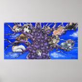 Cats in Tree Whimsical Art Poster (Vorne)