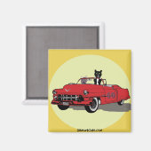 Cats Joy Riding Square Magnet (Vorderseite/Rückseite)