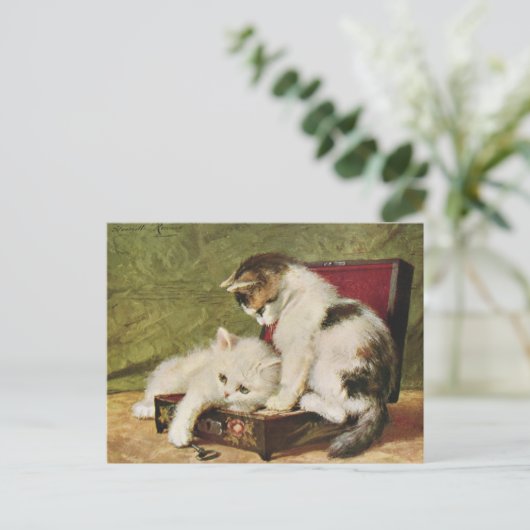 Cats Kitten Vintage Illustration Art Postkarte (Stehend Vorderseite)