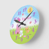 Cats Kittens Burg Rosa und Lila Rundschau Runde Wanduhr (Winkel)