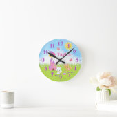 Cats Kittens Burg Rosa und Lila Rundschau Runde Wanduhr (Zuhause)