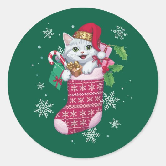 Cats Lover Christmas Funny Cats Besitzer Runder Aufkleber (Vorderseite)