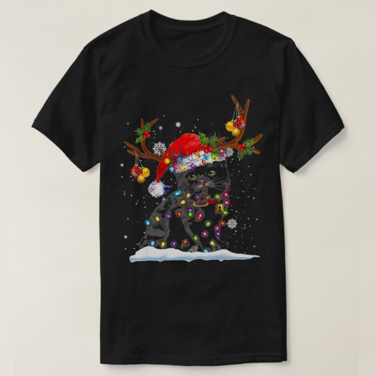 Cats Lover Christmas Tree Xmas Lights Cat Love F T-Shirt (Design vorne)