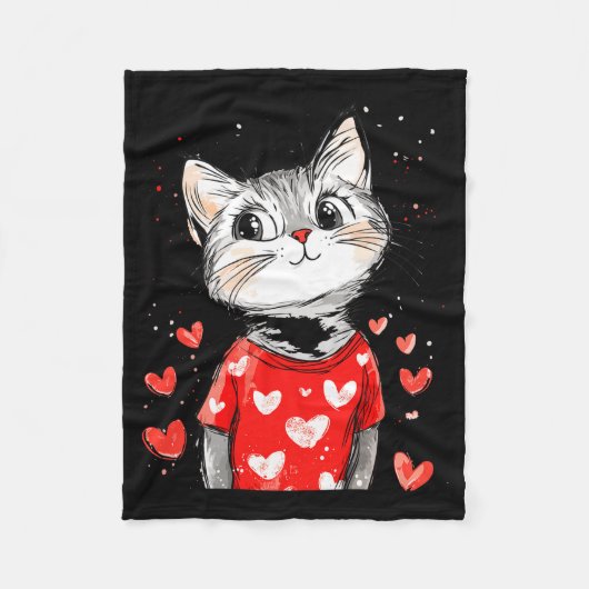 Cats Lover Heart Girls Kitten Valentine’s Day Wome Fleecedecke (Vorderseite)