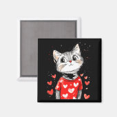 Cats Lover Heart Girls Kitten Valentine’s Day Wome Magnet (Vorderseite/Rückseite)