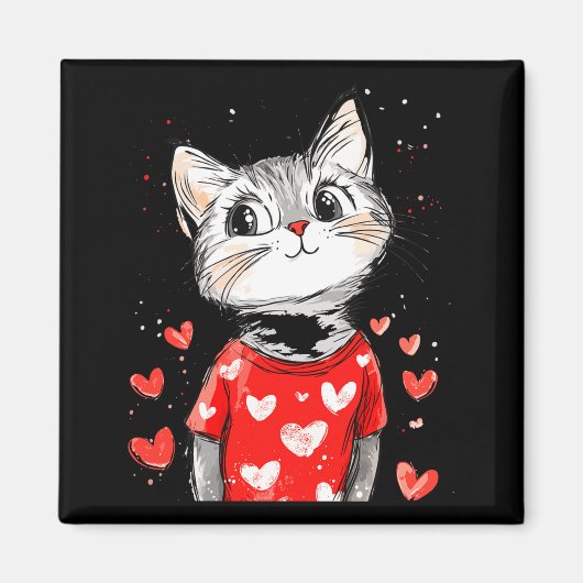 Cats Lover Heart Girls Kitten Valentine’s Day Wome Magnet (Vorne)