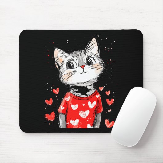 Cats Lover Heart Girls Kitten Valentine’s Day Wome Mousepad (Mit Mouse)