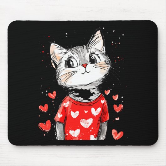 Cats Lover Heart Girls Kitten Valentine’s Day Wome Mousepad (Vorne)