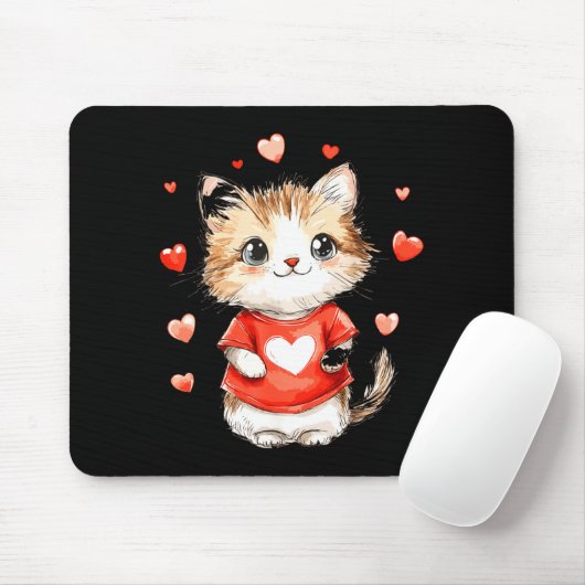 Cats Lover Heart Girls Kitten Valentine’s Day Wome Mousepad (Mit Mouse)