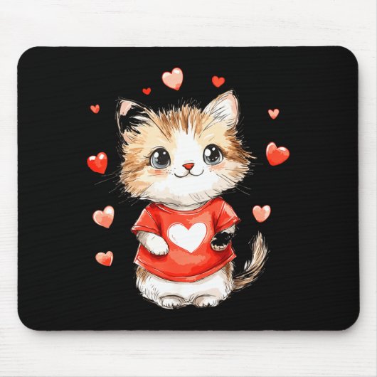 Cats Lover Heart Girls Kitten Valentine’s Day Wome Mousepad (Vorne)