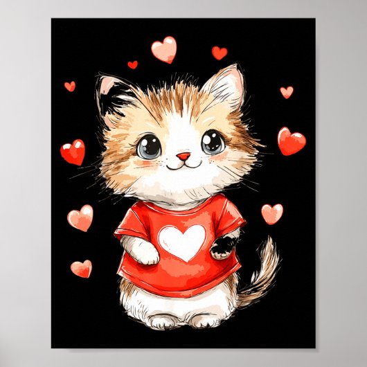Cats Lover Heart Girls Kitten Valentine’s Day Wome Poster (Vorne)