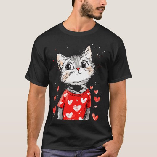 Cats Lover Heart Girls Kitten Valentine’s Day Wome T-Shirt (Vorderseite)