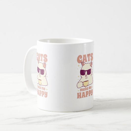 Cats Make Me Happy Mug Kaffeetasse (Vorderseite Links)