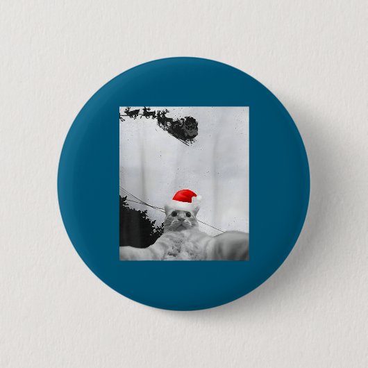 Cats Meme Funny Cat Selfie With Santa Hat Christma Button (Vorderseite)