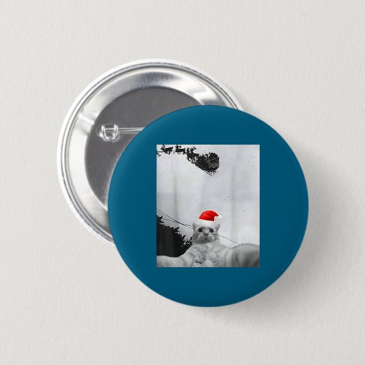 Cats Meme Funny Cat Selfie With Santa Hat Christma Button (Vorne & Hinten)