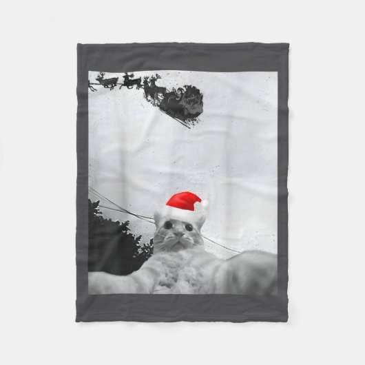 Cats Meme Funny Cat Selfie With Santa Hat Christma Fleecedecke (Vorderseite)
