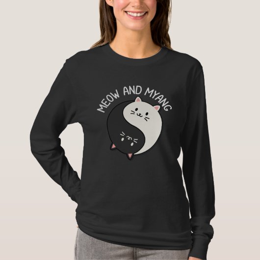 Cats Meow And Myang Chinese Yin Yang Cat T-Shirt (Vorderseite)