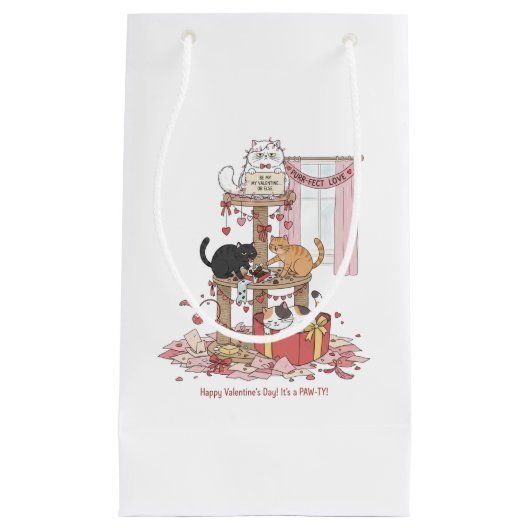 Cat's Meow Valentine's Day Gift Bag Kleine Geschenktüte (Vorderseite)