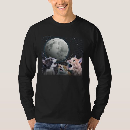 Cats Meowling At Moon Cat   Space Kitten Joke T-Shirt (Vorderseite)