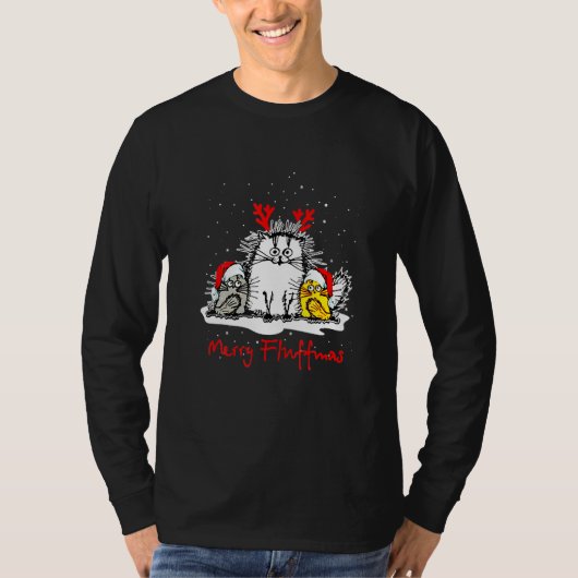Cats Merry Fluffmas Christmas Cat Santa Cat T-Shirt (Vorderseite)