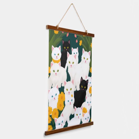 Cats Meup Group Wandteppich Mit Holzrahmen (Gewinkelt)