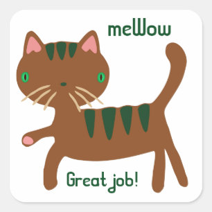 Cat's meWOW Customizable Great Job Sticker Square