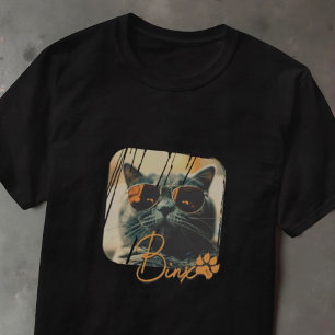 Cat's Modern Simple Cool Grunge Name and Foto T-Shirt