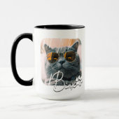 Cat's Modern Simple Cool Grunge Name and Foto Tasse (Links)
