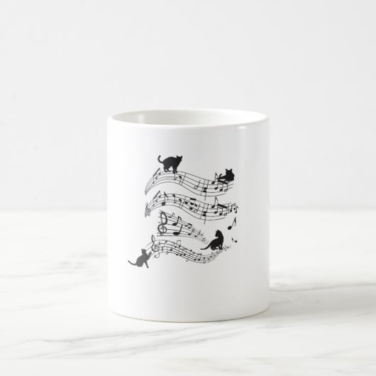Cats Music Score Musical Notes Kitten Funny Kaffeetasse (Mittel)