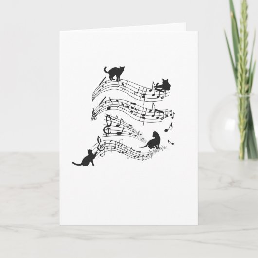Cats Music Score Musical Notes Kitten Funny Karte (Vorderseite)