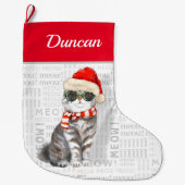 Cat's Name Scottish Fold Cat Weihnachten Großer Weihnachtsstrumpf (Vorderseite)