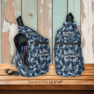 Cats Navy Camouflage Crossbody Bag