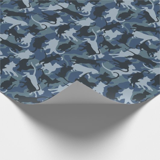 Cats Navy Camouflage Geschenkpapier (Ecke)