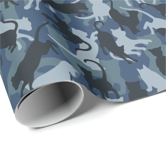 Cats Navy Camouflage Geschenkpapier (Rolleneckpunkt)