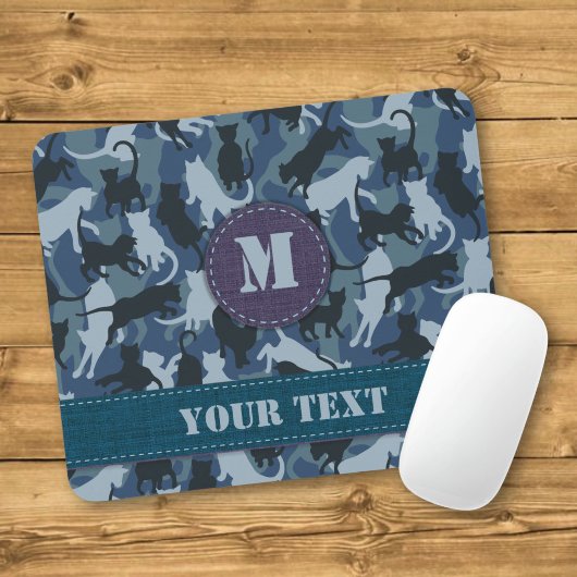 Cats Navy Camouflage Mousepad