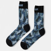 Cats Navy Camouflage Pattern Socken (Linkes Detail)