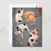 Cats (Neko) in Different Poses Utagawa Kuniyoshi Postkarte (Vorne/Hinten)