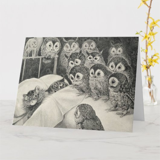 Cats Nightmare. Louis Wain Karte (Gelbe Blume)