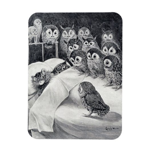 Cats Nightmare Owl Bird, Louis Wain Magnet (Vertikal)