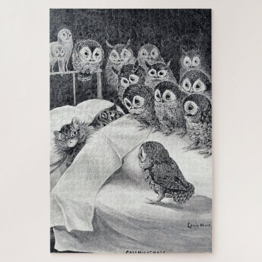 Cats Nightmare Owl Bird, Louis Wain Puzzle (Vertikal)