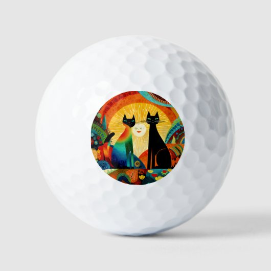 Cats on Bright and Colorful Background, Golfball (Vorderseite)