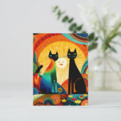 Cats on Bright and Colorful Background, Postkarte (Stehend Vorderseite)