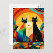 Cats on Bright and Colorful Background, Postkarte (Vorne/Hinten)