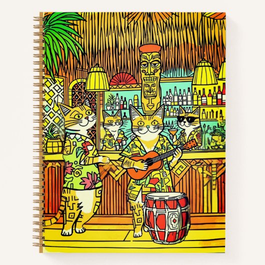 Cats on Vacation in a Tiki Bar Journal Notizblock (Vorderseite)