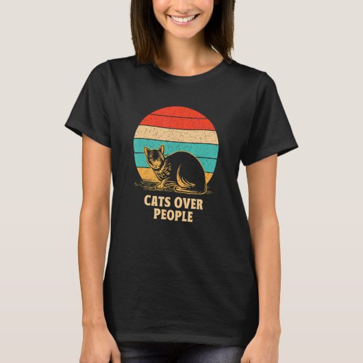 Cats Over People Introvert Cat Antisocial Kitten T-Shirt (Vorderseite)