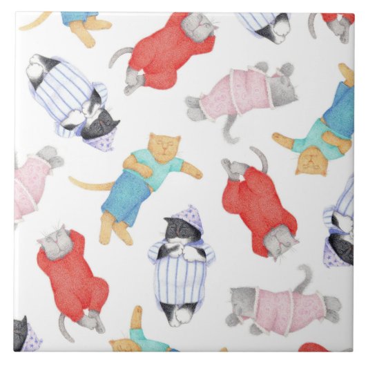 CATS PAJAMAS Keramik Tile Fliese (Vorderseite)
