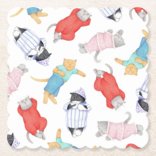 CATS PAJAMAS Scalloped Square Paper Untersetzer (Vorderseite)