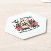 Cats People Are Creepy Skeleton Halloween Tee Over Untersetzer (angewinkelt)