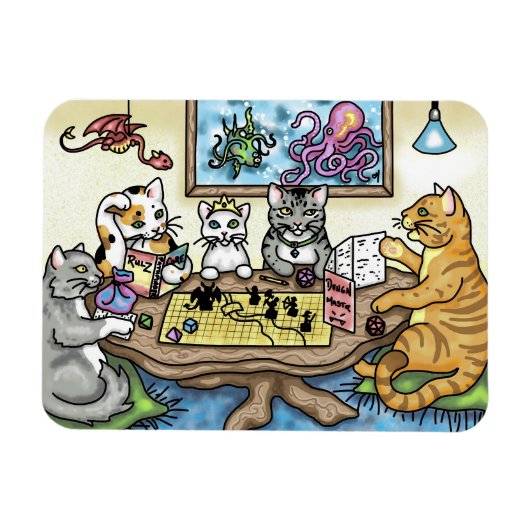Cats Playing Pathfinder von Carrie Michael Magnet (Horizontal)